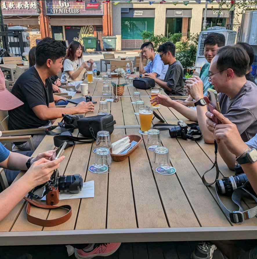 Peranakan terrace houses in Singapore with pastel colours at dusk
